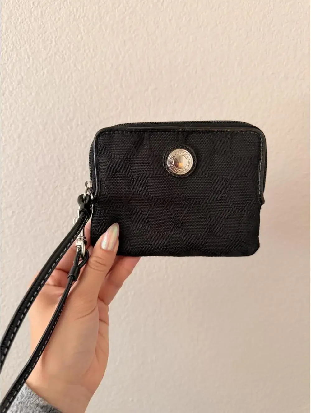 Black Coach Wristlet with Pink Interior